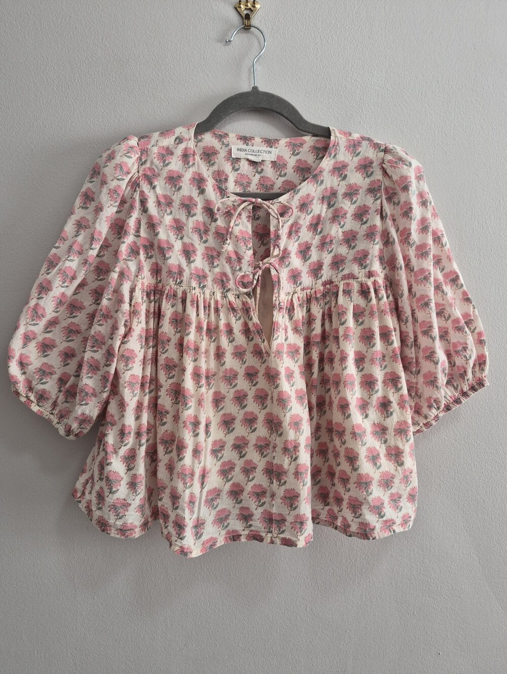 Emerson Fry Puff Isla Top Alma Organic Floral Block Print Size XS / Small - Picture 4 of 12